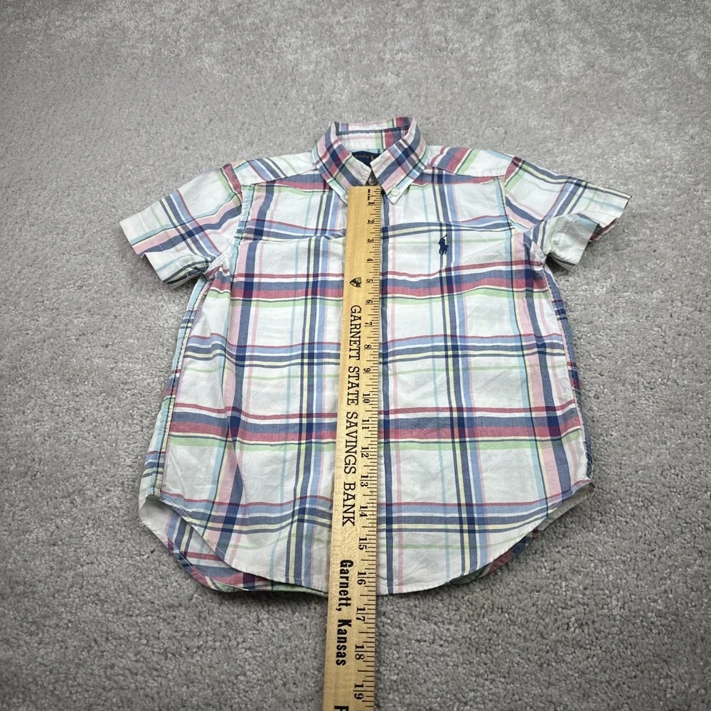 Ralph Lauren Shirt Boys Size 5 Multicolor Plaid Short Sleeve‎ Button Down